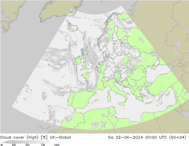 zachmurzenie (wysokie) UK-Global so. 22.06.2024 00 UTC