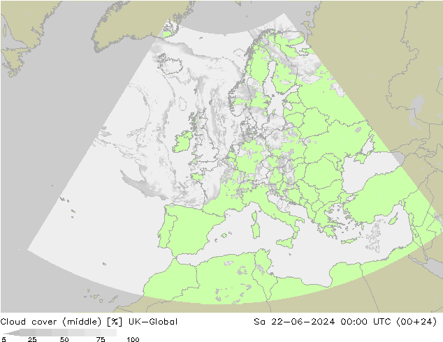 Nubes medias UK-Global sáb 22.06.2024 00 UTC