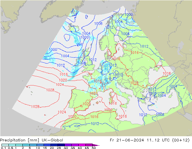 降水 UK-Global 星期五 21.06.2024 12 UTC