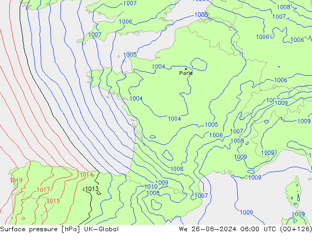 Yer basıncı UK-Global Çar 26.06.2024 06 UTC