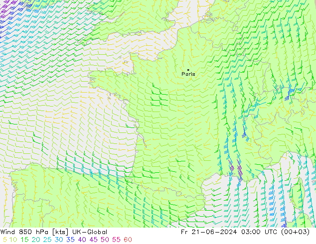 Wind 850 hPa UK-Global Fr 21.06.2024 03 UTC