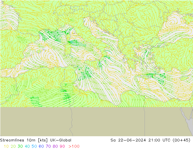 Streamlines 10m UK-Global So 22.06.2024 21 UTC