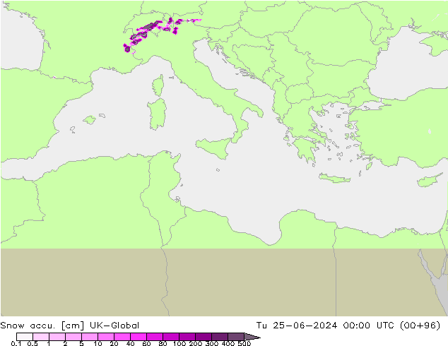 Snow accu. UK-Global Tu 25.06.2024 00 UTC