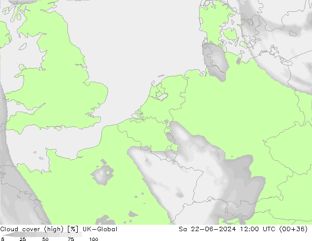 Cloud cover (high) UK-Global Sa 22.06.2024 12 UTC