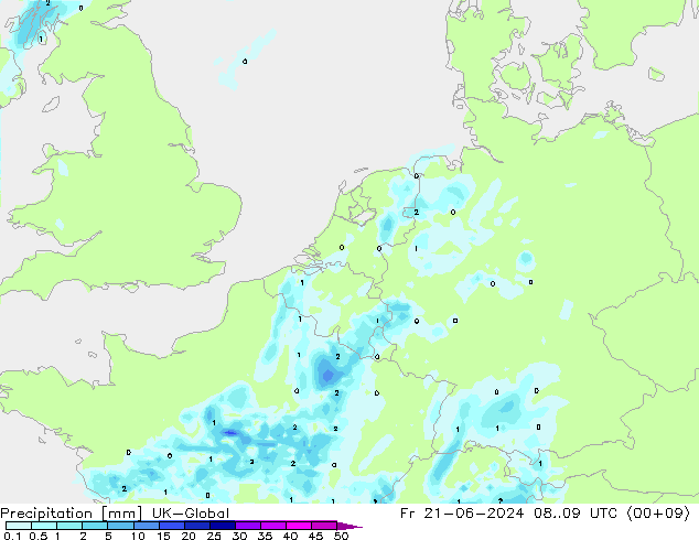 Neerslag UK-Global vr 21.06.2024 09 UTC