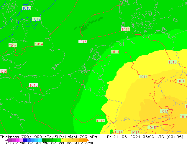 Thck 700-1000 hPa UK-Global Fr 21.06.2024 06 UTC