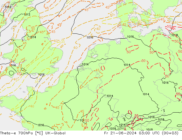 Theta-e 700гПа UK-Global пт 21.06.2024 03 UTC