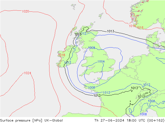 приземное давление UK-Global чт 27.06.2024 18 UTC