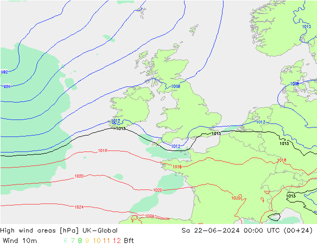 High wind areas UK-Global сб 22.06.2024 00 UTC