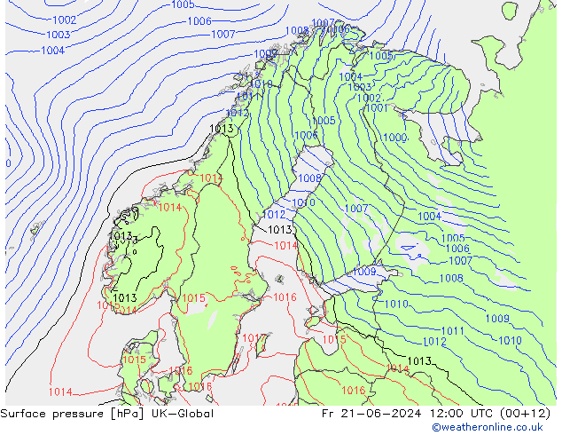 Surface pressure UK-Global Fr 21.06.2024 12 UTC