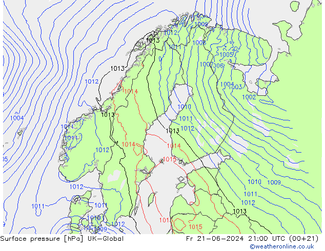 приземное давление UK-Global пт 21.06.2024 21 UTC