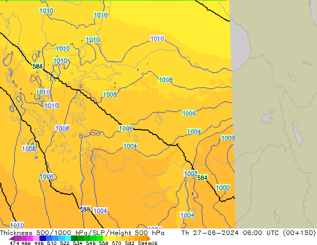 Thck 500-1000hPa UK-Global gio 27.06.2024 06 UTC
