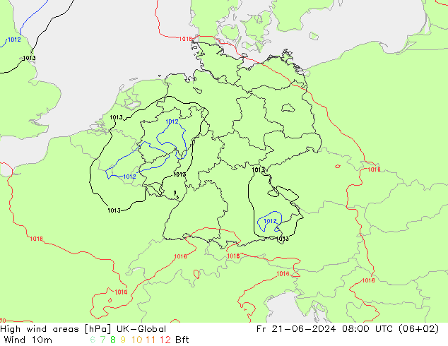 High wind areas UK-Global Fr 21.06.2024 08 UTC
