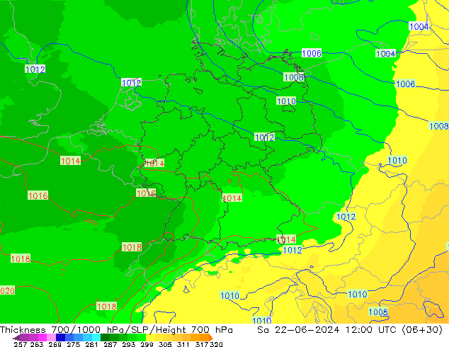 Thck 700-1000 hPa UK-Global Sáb 22.06.2024 12 UTC