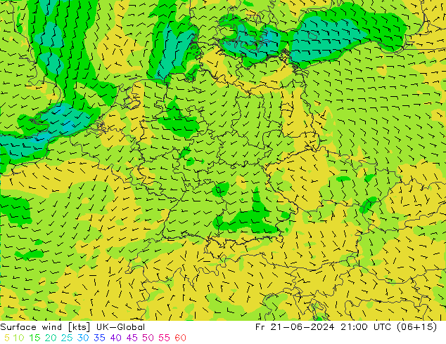 Surface wind UK-Global Fr 21.06.2024 21 UTC