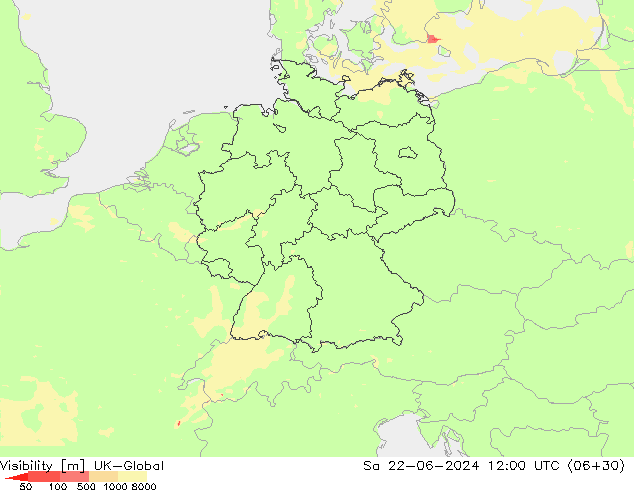 Dohlednost UK-Global So 22.06.2024 12 UTC