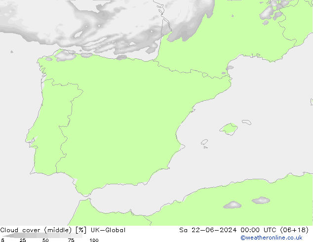 облака (средний) UK-Global сб 22.06.2024 00 UTC