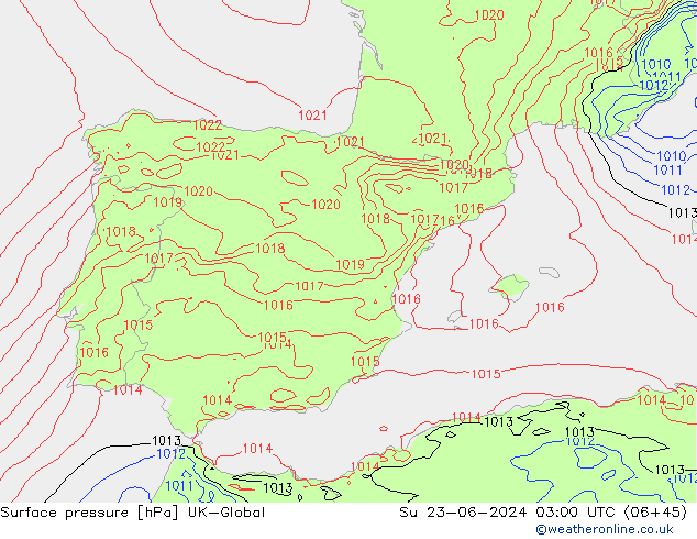 Surface pressure UK-Global Su 23.06.2024 03 UTC