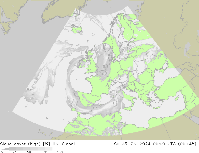 Wolken (hohe) UK-Global So 23.06.2024 06 UTC