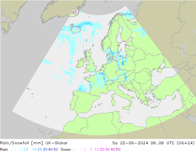 Regen/Schneefall UK-Global Sa 22.06.2024 06 UTC