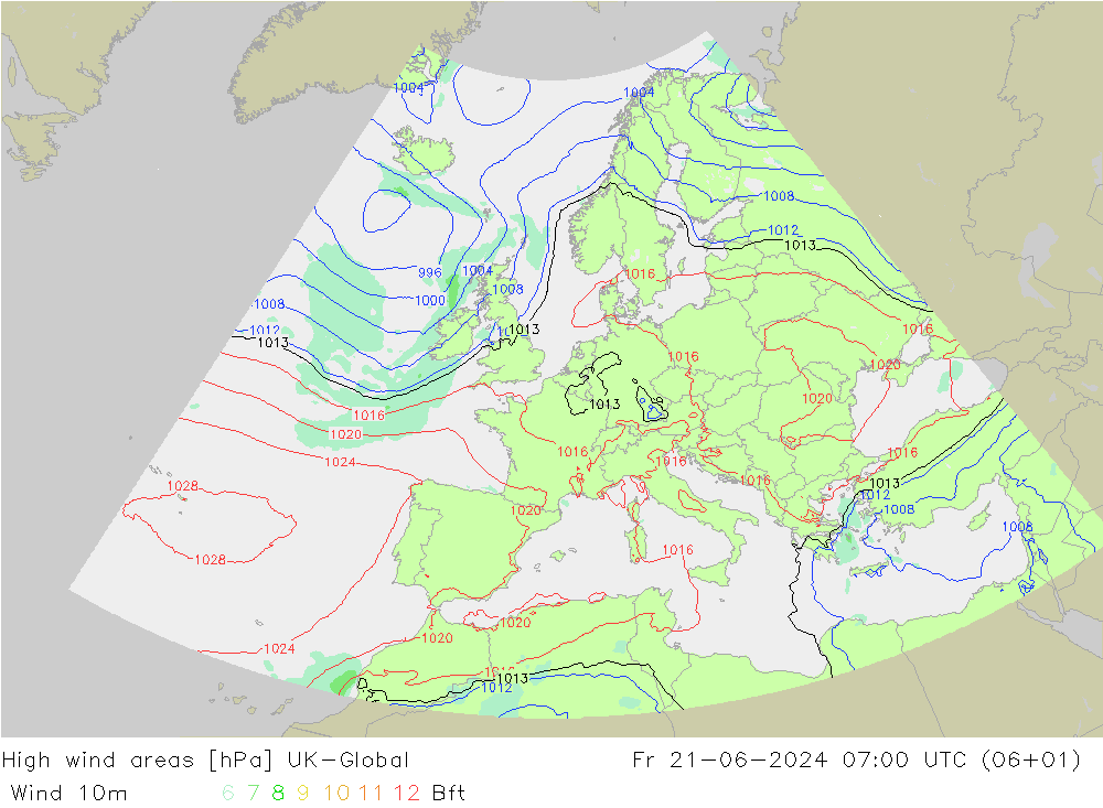 High wind areas UK-Global Fr 21.06.2024 07 UTC