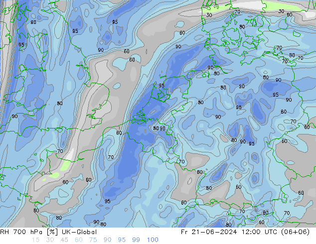 RH 700 hPa UK-Global Fr 21.06.2024 12 UTC