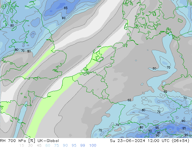 RH 700 hPa UK-Global Su 23.06.2024 12 UTC