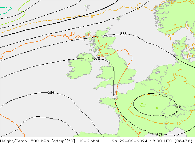 Hoogte/Temp. 500 hPa UK-Global za 22.06.2024 18 UTC