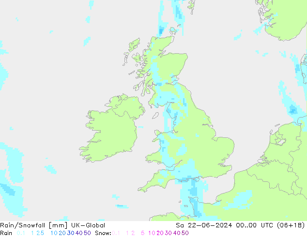 Regen/Schneefall UK-Global Sa 22.06.2024 00 UTC