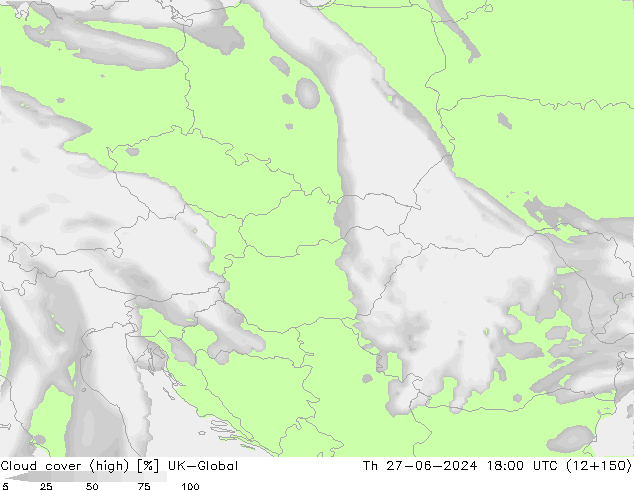 Cloud cover (high) UK-Global Th 27.06.2024 18 UTC