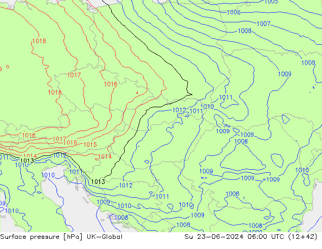 Surface pressure UK-Global Su 23.06.2024 06 UTC