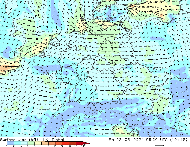  10 m (bft) UK-Global  22.06.2024 06 UTC