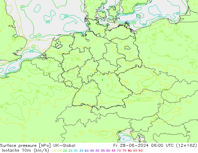 Isotachs (kph) UK-Global ven 28.06.2024 06 UTC