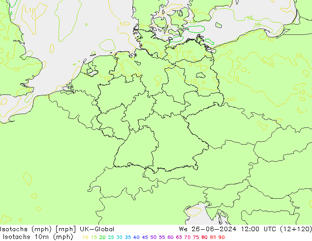 Isotaca (mph) UK-Global mié 26.06.2024 12 UTC