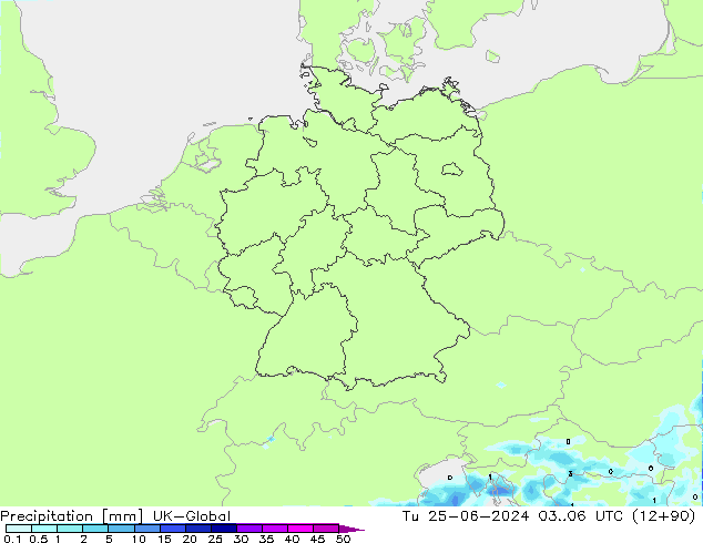 Precipitation UK-Global Tu 25.06.2024 06 UTC