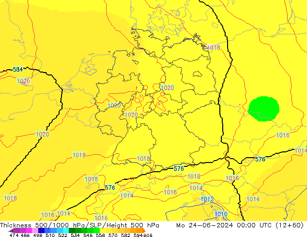 Thck 500-1000hPa UK-Global Mo 24.06.2024 00 UTC