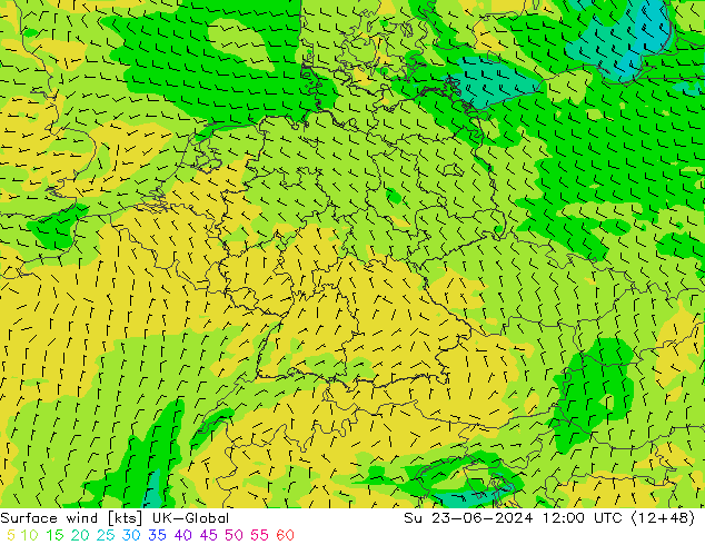 Surface wind UK-Global Su 23.06.2024 12 UTC