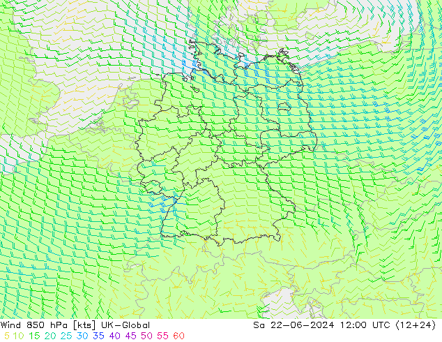 Wind 850 hPa UK-Global Sa 22.06.2024 12 UTC