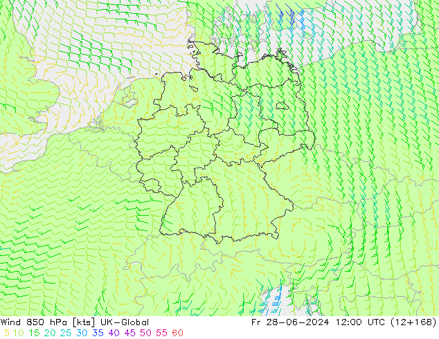 Viento 850 hPa UK-Global vie 28.06.2024 12 UTC