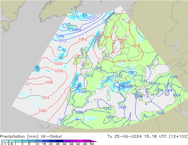 Precipitación UK-Global mar 25.06.2024 18 UTC