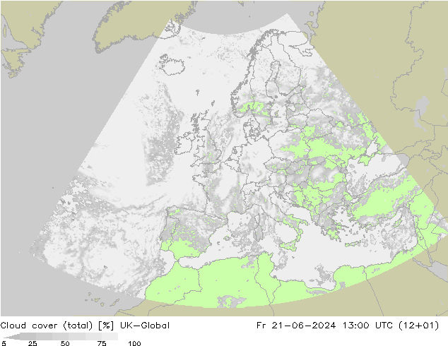 Nubes (total) UK-Global vie 21.06.2024 13 UTC