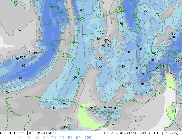 RH 700 hPa UK-Global Fr 21.06.2024 18 UTC