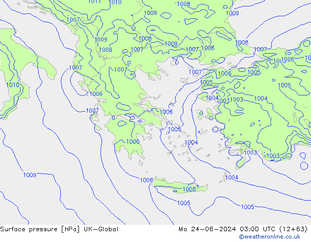 Surface pressure UK-Global Mo 24.06.2024 03 UTC