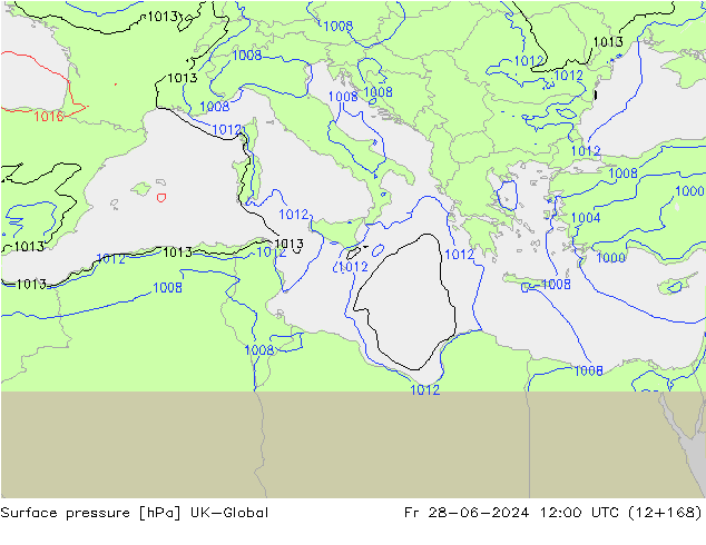 Surface pressure UK-Global Fr 28.06.2024 12 UTC