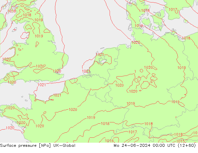 Surface pressure UK-Global Mo 24.06.2024 00 UTC