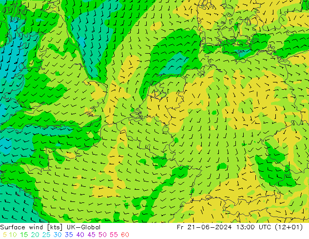 风 10 米 UK-Global 星期五 21.06.2024 13 UTC