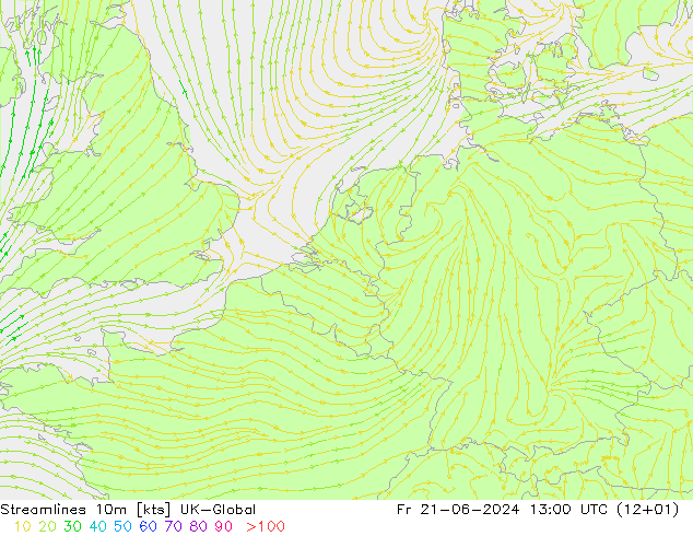 风 10m UK-Global 星期五 21.06.2024 13 UTC