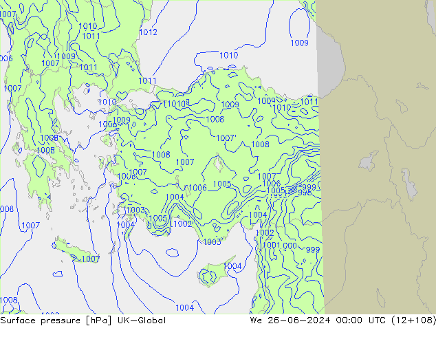 Surface pressure UK-Global We 26.06.2024 00 UTC