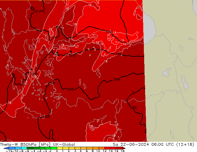 Theta-W 850hPa UK-Global sam 22.06.2024 06 UTC