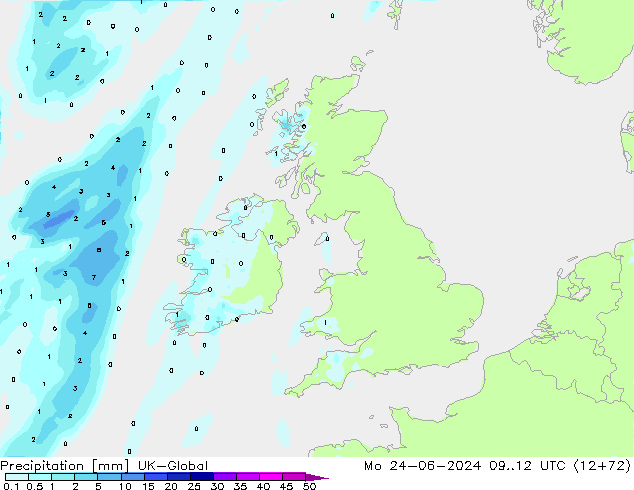 Neerslag UK-Global ma 24.06.2024 12 UTC